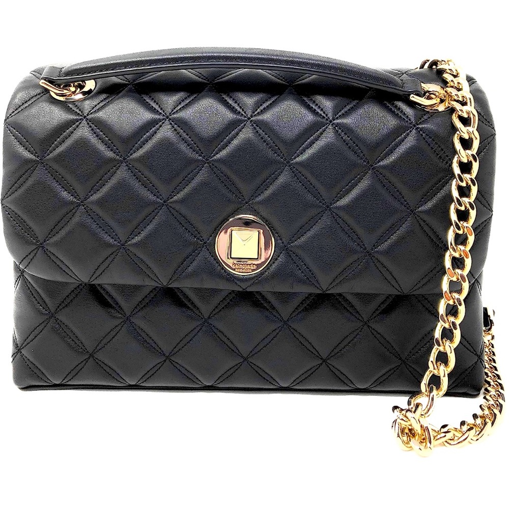 Kate Spade Natalia Medium Flap Shoulder Bag in Black.
